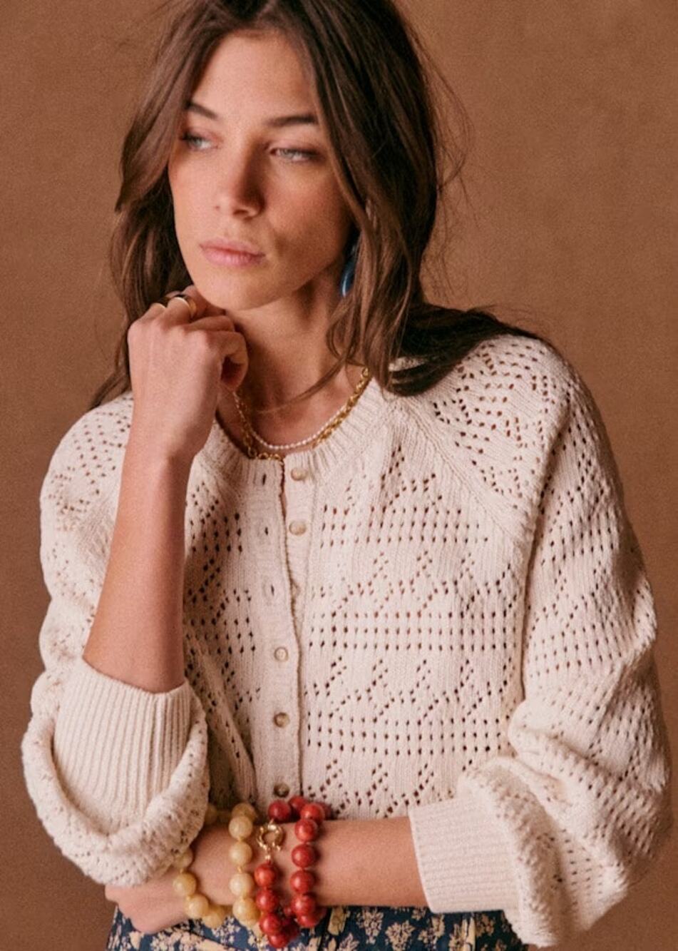 La Maille Sezane Capucine Cardigan in Cream Size S✨